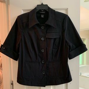 Black short sleeve button up jacket